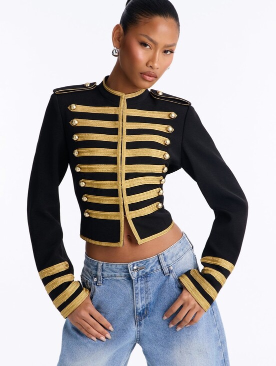 Jackets & Blazers - Militant Embellished Trim Jacket